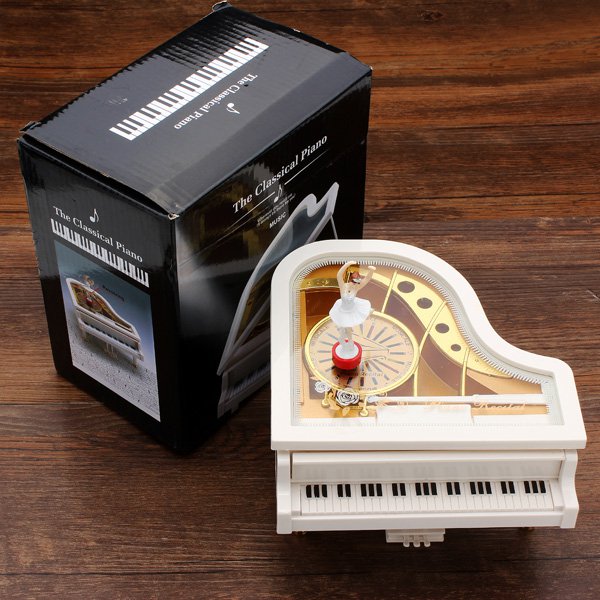 Mechanical Classical Piano Music Box Dancing Ballerina White