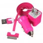 USB AC Home Wall + Car Charger + Cable for iPhone 4 4S 4 iPod