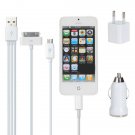 Universal EU Plug Adapter Car Charger USB Cable For iPhone