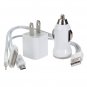 Universal EU Plug Adapter Car Charger USB Cable For iPhone