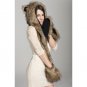 Animal Winter Warm Faux Fur Hat Fluffy Plush Cap Hood Scarf Shawl Glove