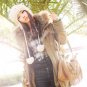 Ladies Knit Ear Protection Cap hair balls White Beanie Hat