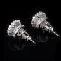 8mm Gorgeous Silver Clear Round Princess Bling Cubic Zircon Studs Earrings