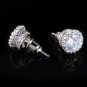 8mm Gorgeous Silver Clear Round Princess Bling Cubic Zircon Studs Earrings