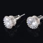8mm Gorgeous Silver Clear Round Princess Bling Cubic Zircon Studs Earrings