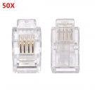 50PCS RJ11 Modular Cable Head Plug Ethernet Network Connector