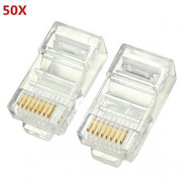50PCS RJ45 Plug Ethernet Gold Plated Network Connector