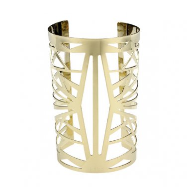 Punk Gold Plated Hollow Pattern Bangle Metal Cuff Bracelet For Women