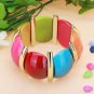 Bohemia Multicolor Wide Elastic Bracelet Acrylic Bangle For Women