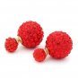 Full Rhinestone Crystal Double Balls Ear Stud Earrings For Women