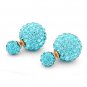 Full Rhinestone Crystal Double Balls Ear Stud Earrings For Women