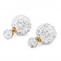 Full Rhinestone Crystal Double Balls Ear Stud Earrings For Women