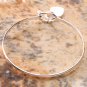 Charm Peach Heart 625 sterling silver Bangle Bracelet