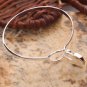 Charm Peach Heart 625 sterling silver Bangle Bracelet