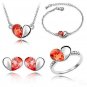 Crystal Heart Pendant Necklace Bracelet Earrings Ring Jewelry Set