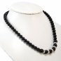 Elegant Crystal Pearl Necklace Decorative Ring Black