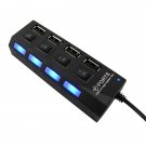 Laptop PC Black 4 Port Tap USB 2.0 Hub ON/OFF Sharing Switch