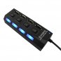 Laptop PC Black 4 Port Tap USB 2.0 Hub ON/OFF Sharing Switch