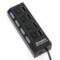 Laptop PC Black 4 Port Tap USB 2.0 Hub ON/OFF Sharing Switch