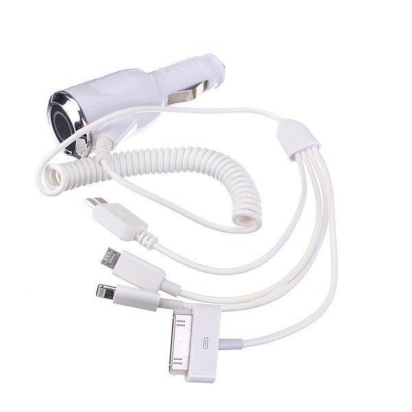 4in1 Car Charger Adapter For iPhone 6/5S/4S Samsung Galaxy S5/4