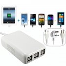 US/EU/UK Plug 5V 6A 30W 6 Port USB Charger For iPhone iPad