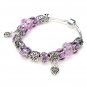 Blue Murano Glass Beads Crystal Bracelet 925 Silver Plated