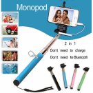 Aluminum Alloy Selfie Stick with Wired Shutter for iPhone & Android Cellphone