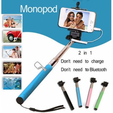 Aluminum Alloy Selfie Stick with Wired Shutter for iPhone & Android Cellphone