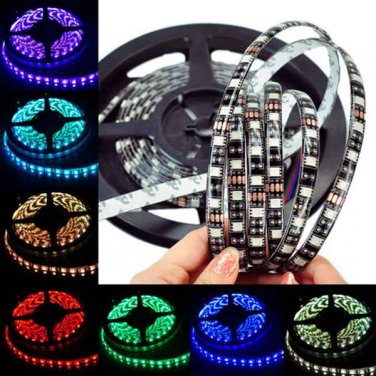 5M 5050 RGB PCB Black SMD 300 LED Waterproof Flexible Strip Light 12V