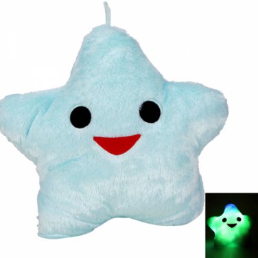 Coloful LED Light Pentagram Plush Pillow Blue