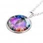 Vintage Dragon Cat Eye Glass Cabochon Silver Plated Pendant Necklace