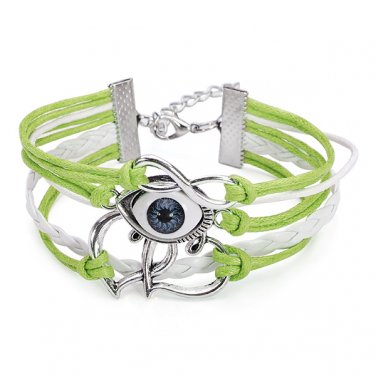 Halloween Evil Eye Double Heart Leather Bracelet Multilayer