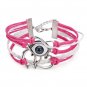 Halloween Evil Eye Double Heart Leather Bracelet Multilayer