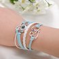 Halloween Evil Eye Double Heart Leather Bracelet Multilayer