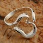Exquisite 925 Silver Plated Heart Style Adjustable Ring Diameter