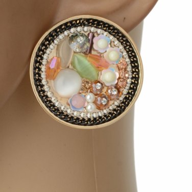 Delicate Alloy Round-shape Stud Earrings Multicolor
