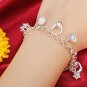 925 Silver Plated Crystal Charms Bracelet Metal Chain Bracelet