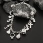 925 Silver Plated Crystal Charms Bracelet Metal Chain Bracelet