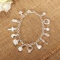 925 Silver Plated Crystal Charms Bracelet Metal Chain Bracelet