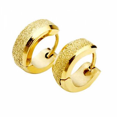 Fashionable Korean Style Titanium Frosted Earrings Golden