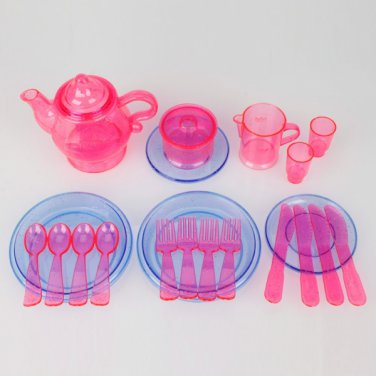 Children Play House Toys Simulation Tableware Kitchenware Suit Pink + Blue