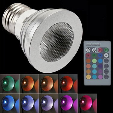 280LM 5W E27 Multi-color Changing Remote Control RGB LED Light Lamp
