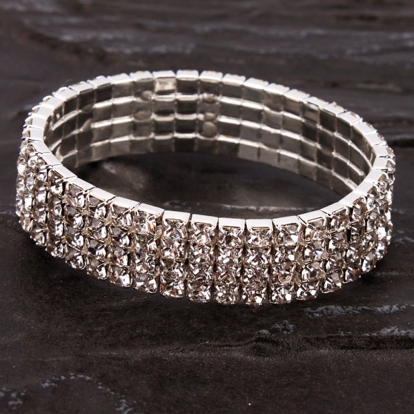 Attractive Four Rows Rhinestone Elastic Bracelet