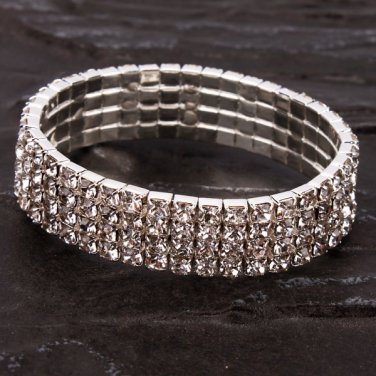 Attractive Four Rows Rhinestone Elastic Bracelet