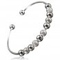 925 Silver Plated Beads Cuff Bracelet Bangle For Women
