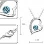 Heart-shaped with Rhinestones Necklace & Stud Earrings Set Sea Blue
