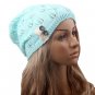 Women Girl Crochet Knitting Caps Beret Ski Slouch Beanie Ball Button Decorative Hat
