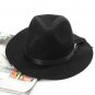Women Ladies Wool Blend Belt Bowler Trilby Fedora Cap Wide Brim Cowboy Hat
