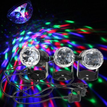 Mini 3W RGB Sound-activated Stage Light Rotating Projector for Xmas Wedding Party