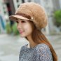 Women Girl Rabbit Fur Beanie Hat Double Thick Beret Snapback Winter Soft Cap
